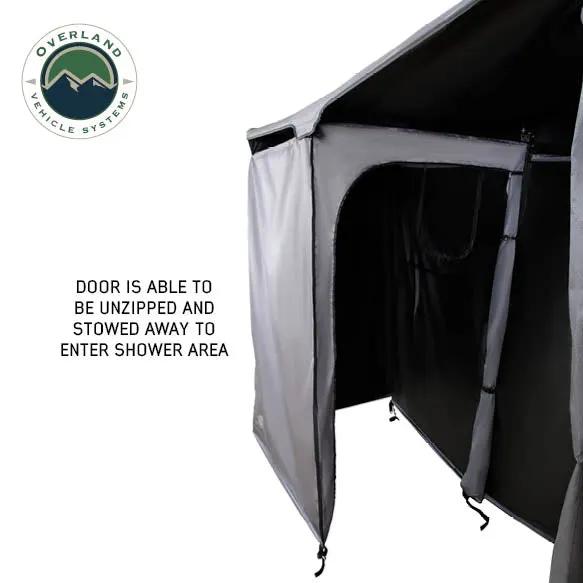 OVS HD Nomadic Shower - Quick Deploying Double Shower, 42" x 84", Grey Body, Green Trim W/Black Travel Bag by OVS