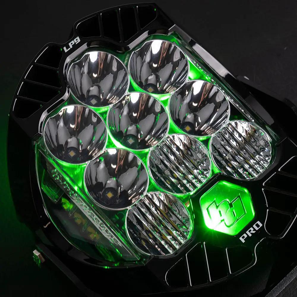 Baja Designs LP9 Pro LED Auxiliary Light Pod (Light Pattern: Driving/Combo; Color: Clear; Backlight: Green) by Baja Designs