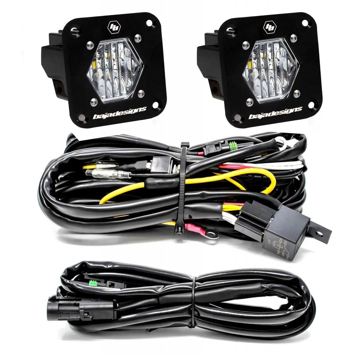 Baja Designs S1 Black Flush Mount LED Light Pod Reverse Kit (Wide Cornering; Clear) by Baja Designs