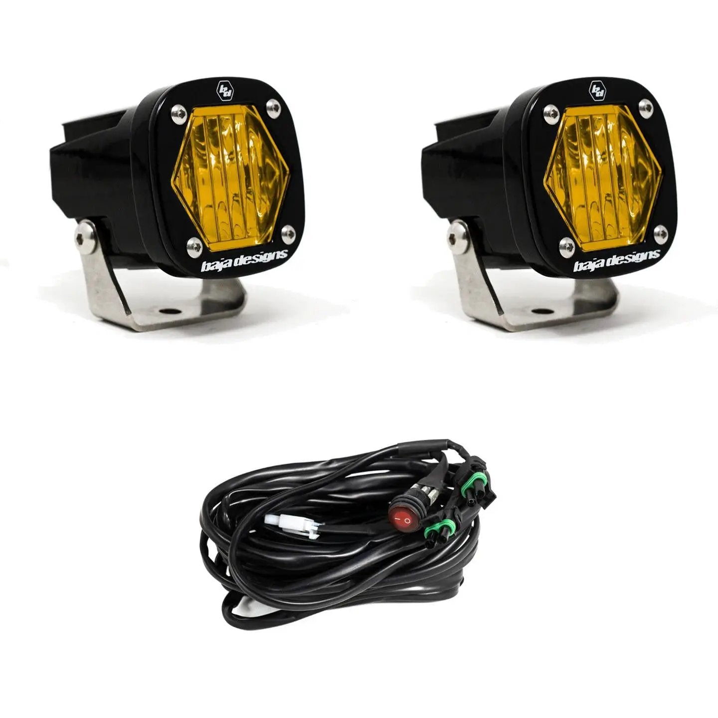 Baja Designs S1 Black LED Light Pod Pair (Wide Cornering; Baja Amber) by Baja Designs