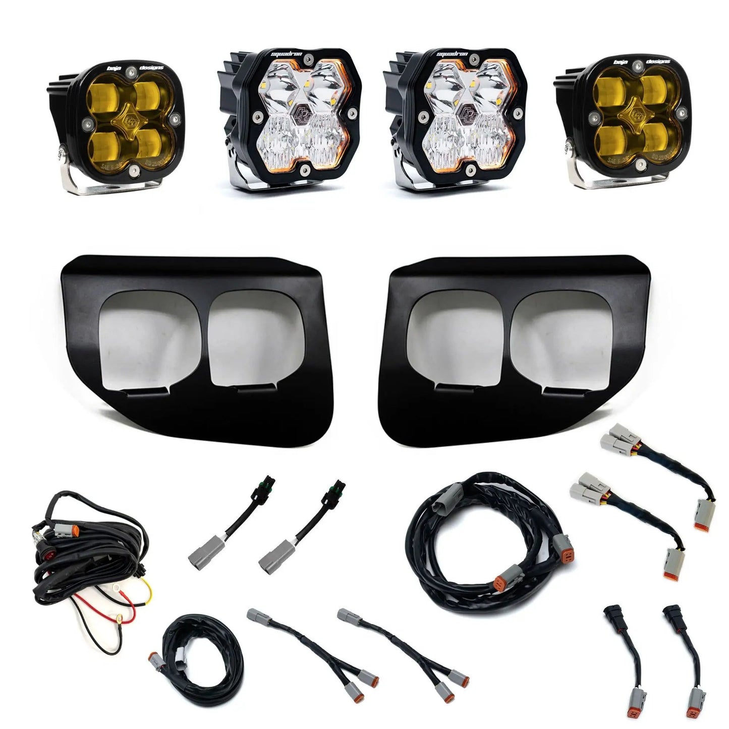 Baja Designs 2020-2022 Ford Super Duty, Dual Fog Pocket Kit, Squadron 2.0 SAE/Sport, Amber/Clear, SAE Fog by Baja Designs