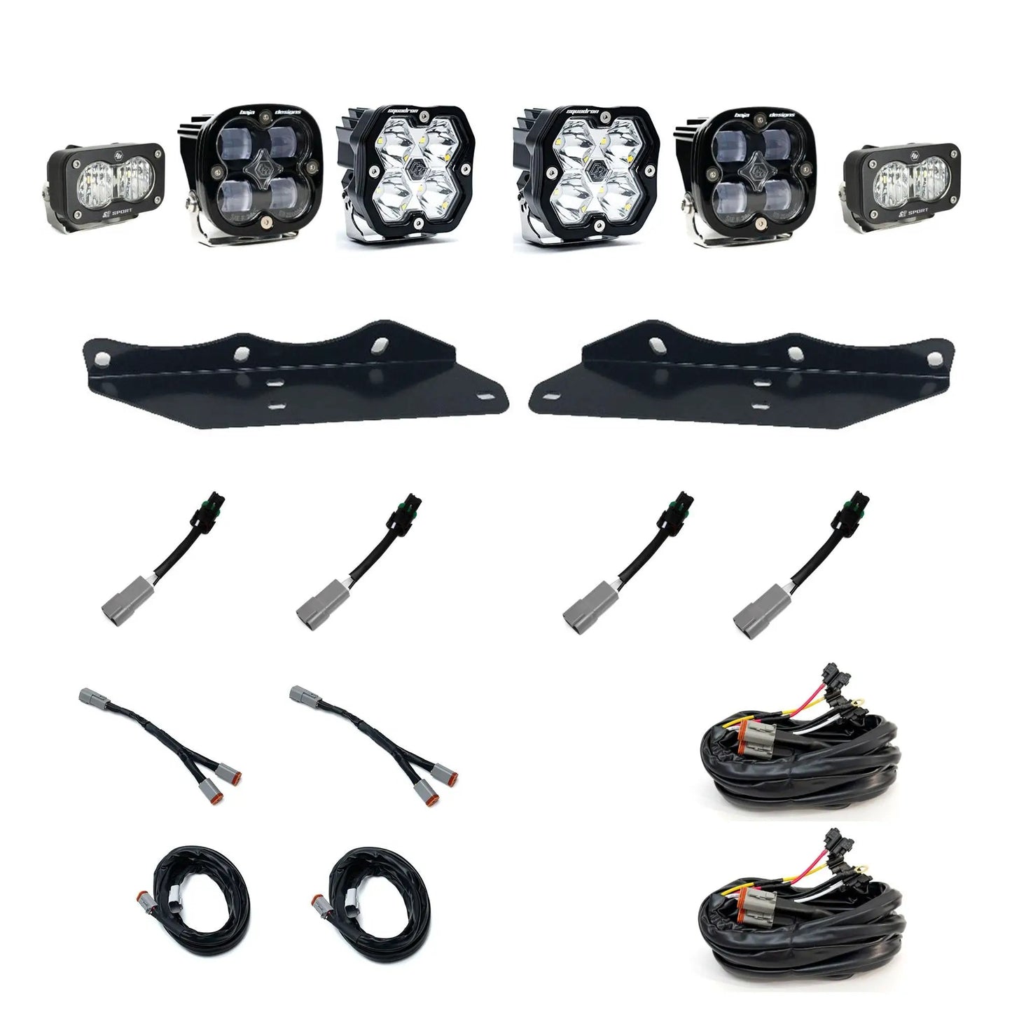 Baja Designs Ford, Raptor (17-20), Squadron 2.0 Sport Spot Clear, Squadron 1.0 SAE Clear, S2 Sport W/C Clear, Fog Pocket Kit. by Baja Designs