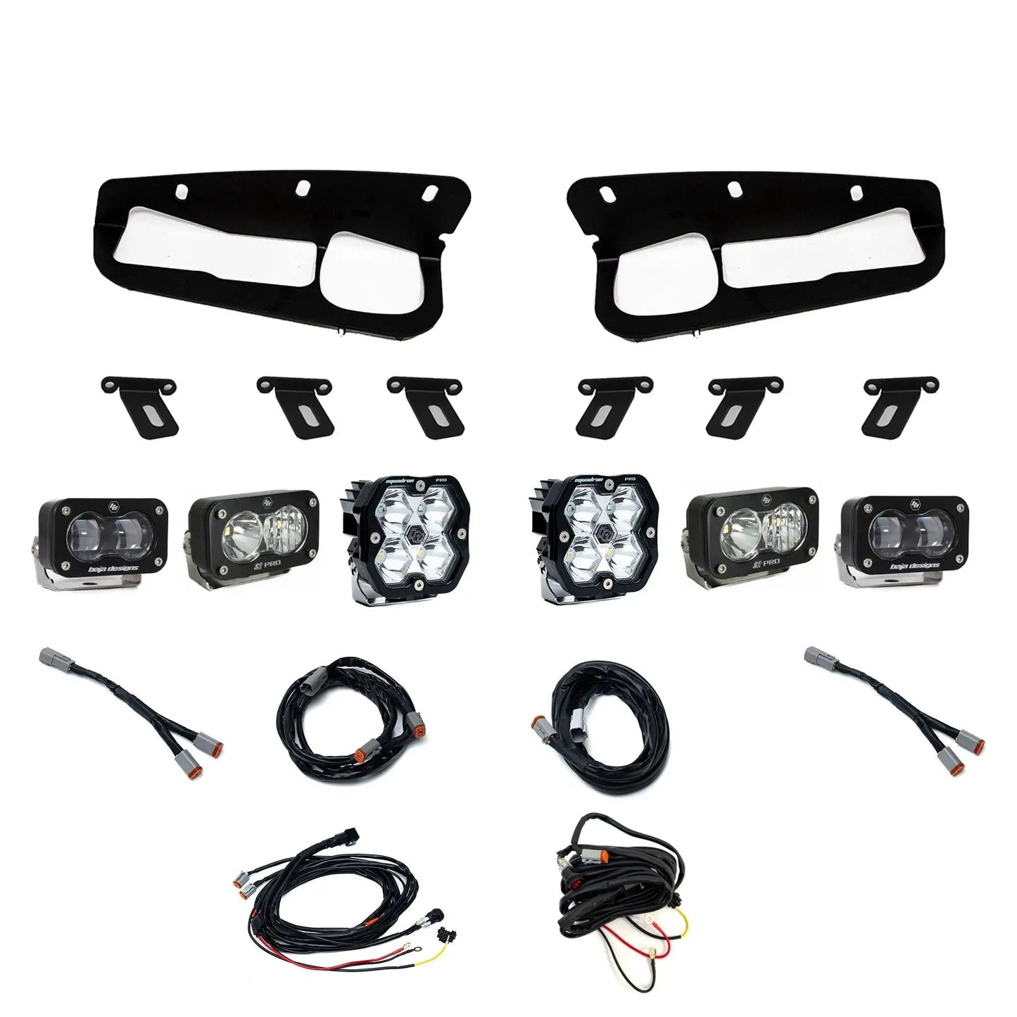 Baja Designs Ford, Bronco (21-26) S2 SAE Clear, S2 Pro D/C Clear, Squadron 2.0 Pro Spot Clear, FPK Steel Bumper by Baja Designs