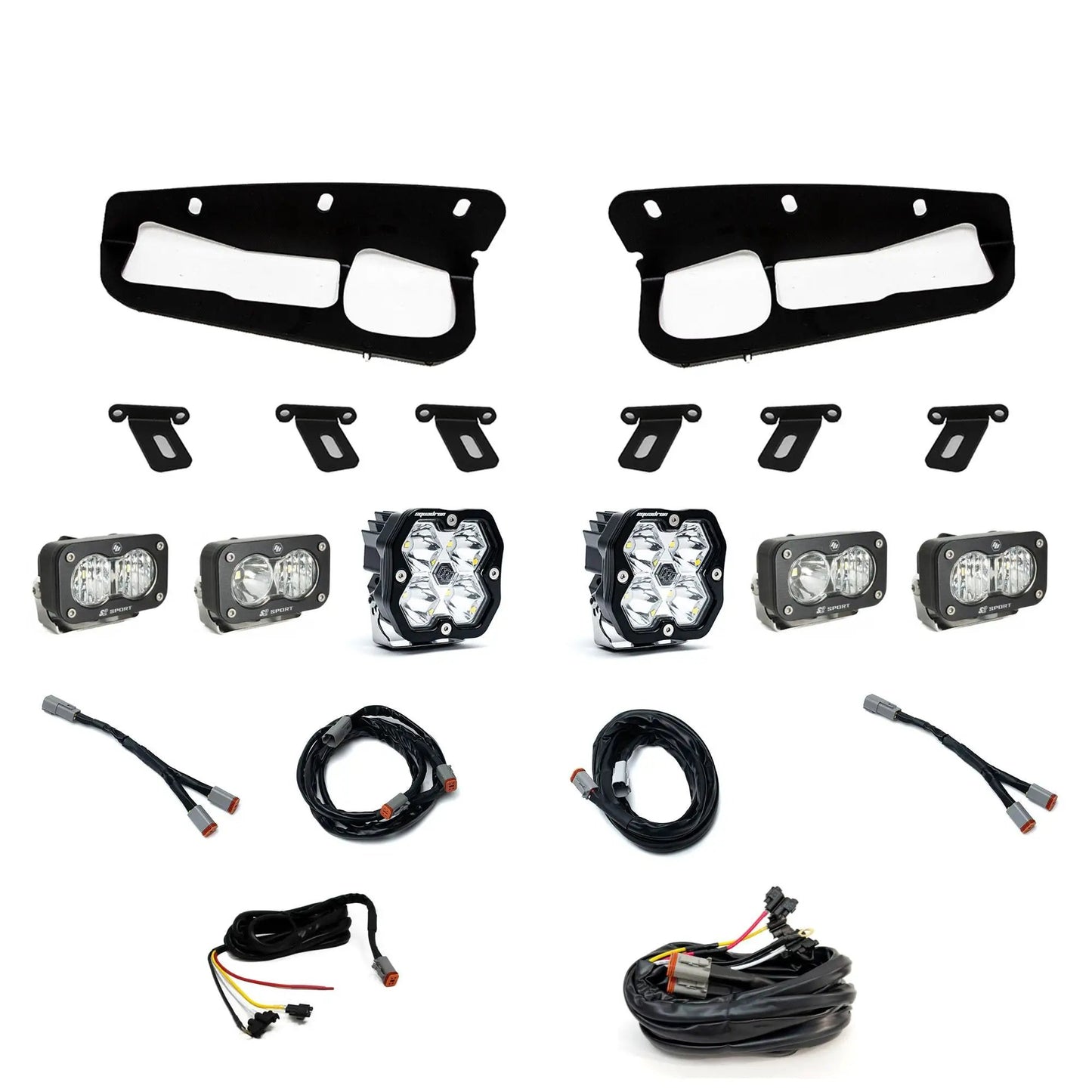 Baja Designs Ford, Bronco (21-26) S2 Sport D/C Clear, S2 Sport W/C Clear, Squadron 2.0 Spot Spot Clear, FPK Steel Bumper w/ upfitter by Baja Designs
