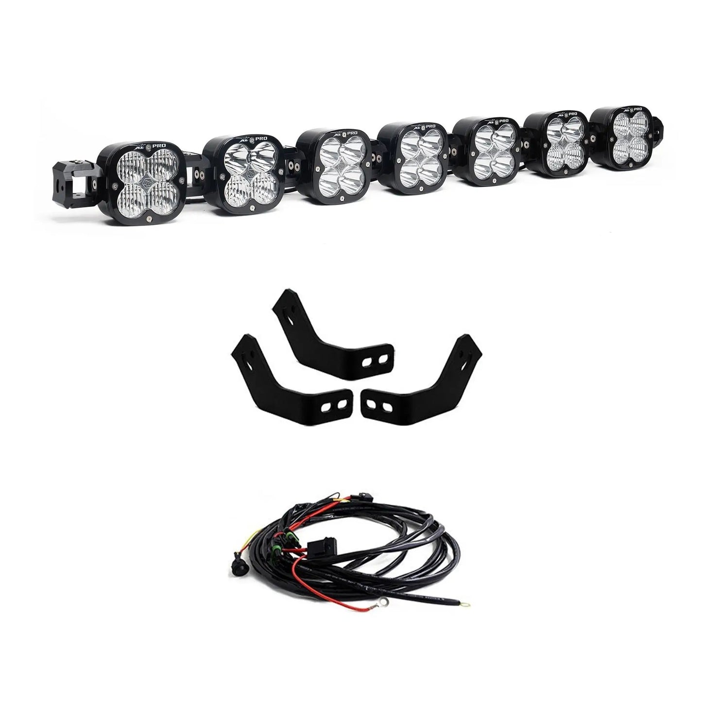 Baja Designs Toyota 7XL Pro Linkable Roof Light Bar Kit For Prinsu Rack - '10-24 4Runner; '07-14 FJ Cruiser; '05-23 Tacoma; '07-21 Tundra (Multi-Pattern; Clear) by Baja Designs