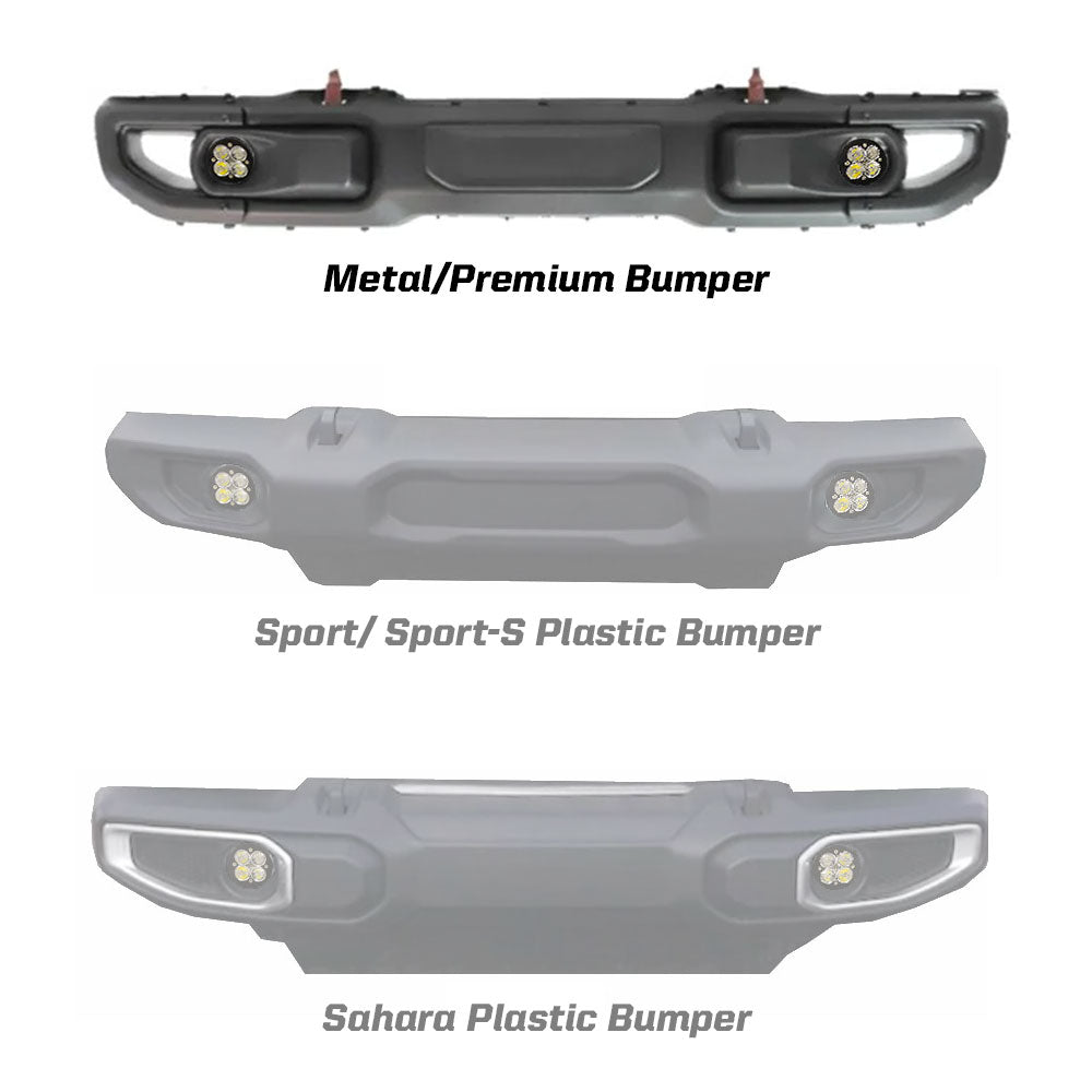 Baja Designs Squadron-R Pro Fog Pocket Kit - '20-26 Gladiator / '18-26 Wrangler JL; w/ OE Rubicon Bumper (Wide Cornering; Clear)