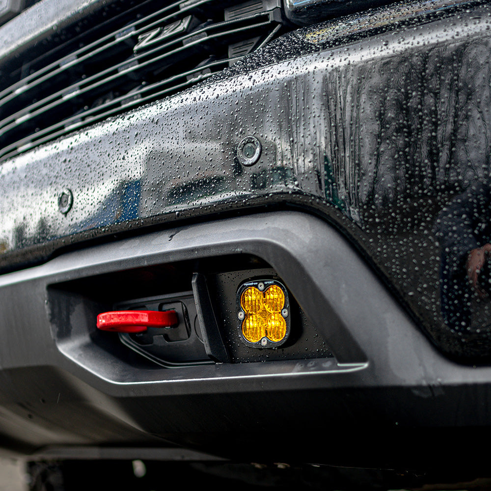 Baja Designs Squadron Sport Fog Pocket Kit - '19-22 Silverado 1500 / '20-22 2500HD/3500HD (Wide Cornering; Baja Amber)