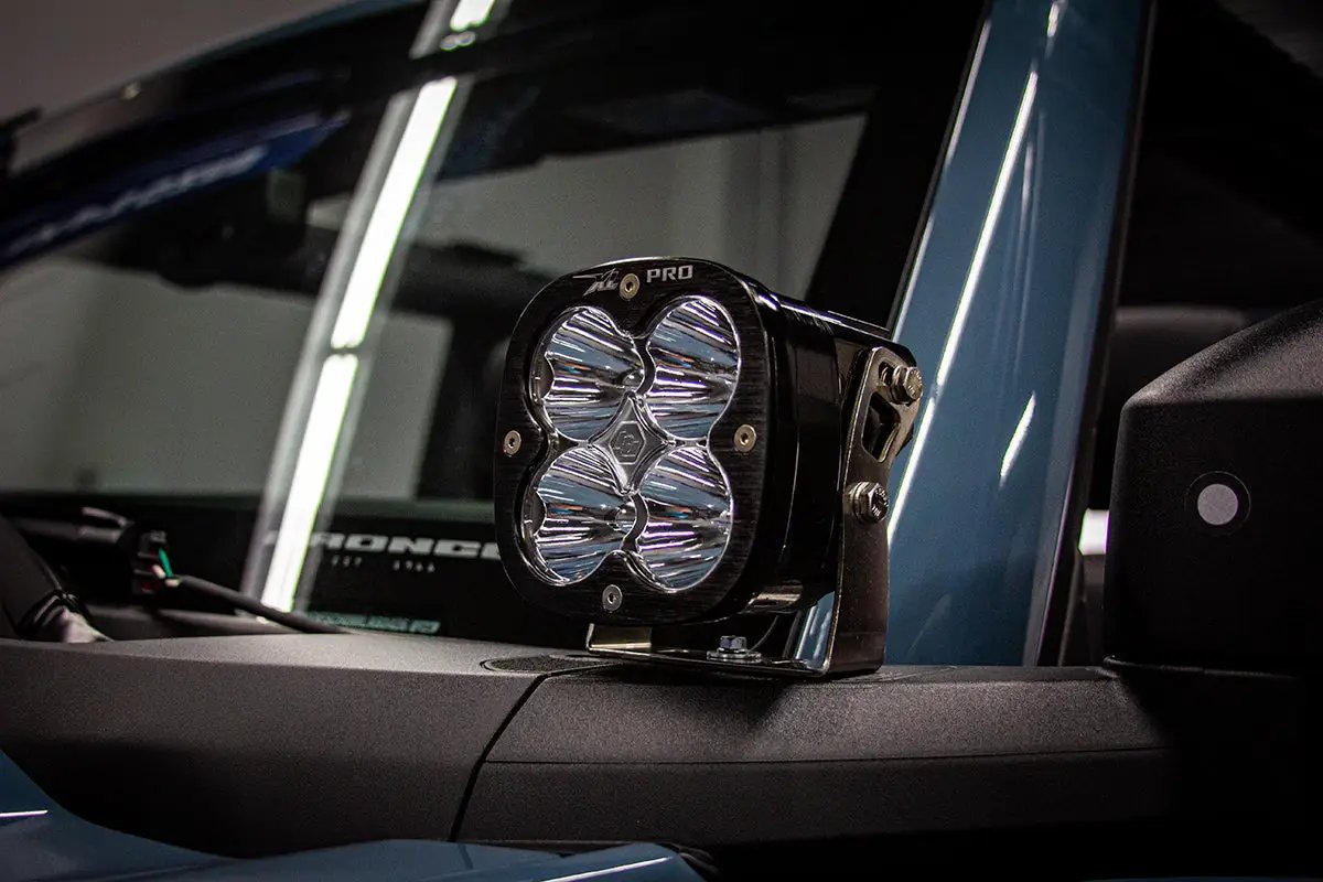 Baja Designs XL Sport A-Pillar Kit - '21-26 Bronco; '22-26 Bronco Raptor (Spot; Clear; Upfitter Wiring) by Baja Designs