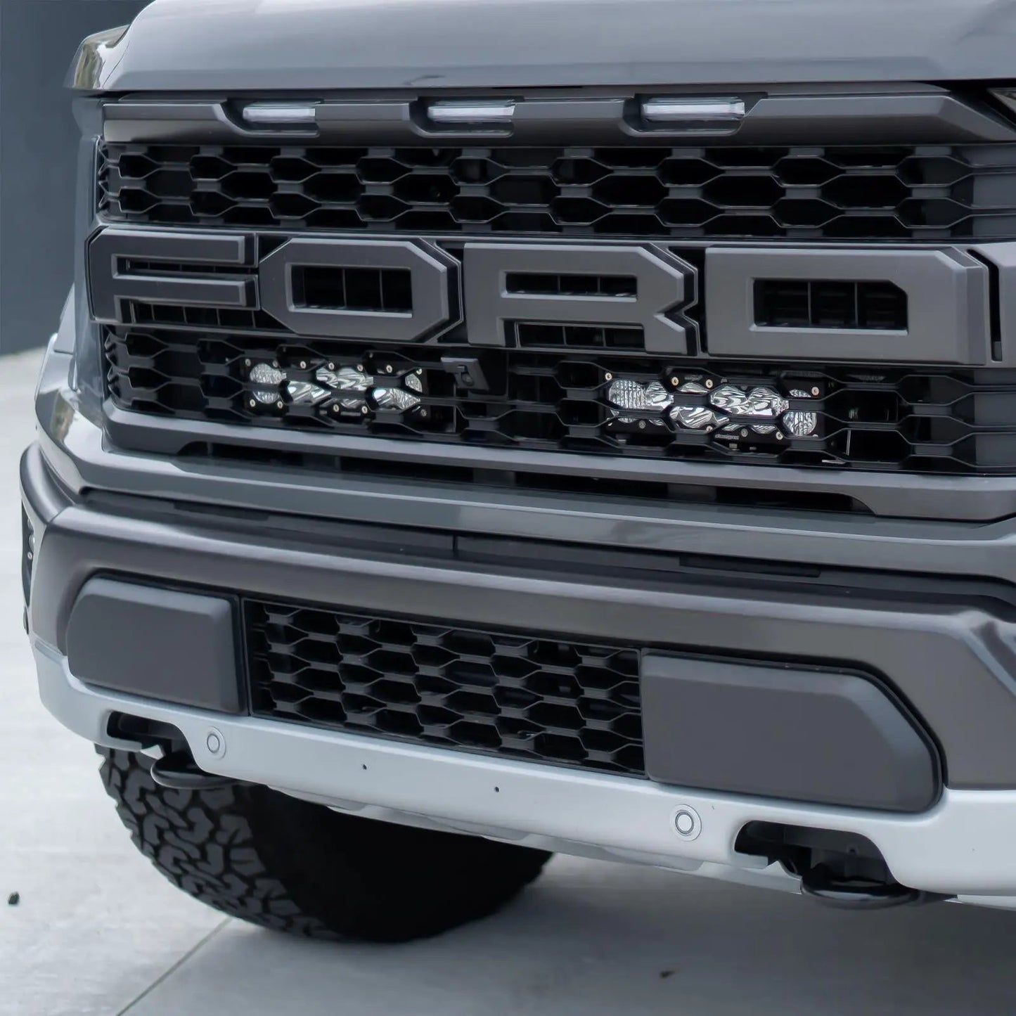 Baja Designs OnX6+ 10 Inch Dual Behind Grille Kit - '21-26 F-150 Raptor, '24-26 Raptor 37/R (Driving/Combo; Baja Amber) by Baja Designs