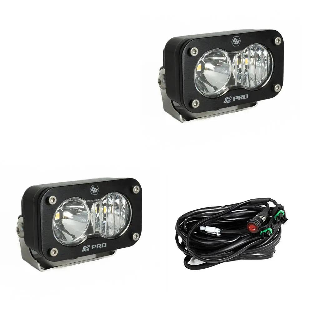 Baja Designs S2 Pro Black LED Light Pod Pair (Driving/Combo; Clear) by Baja Designs