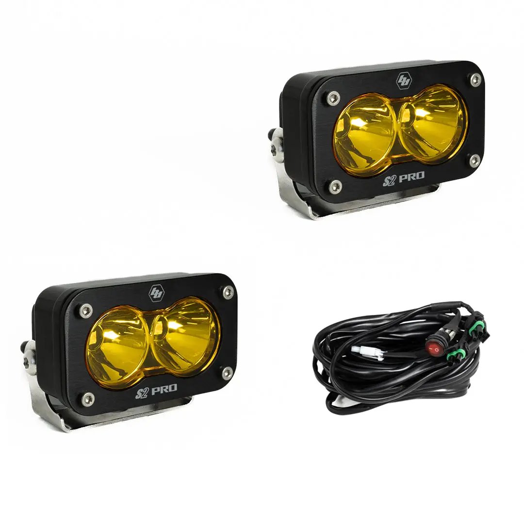 Baja Designs S2 Pro Black LED Light Pod Pair (Spot; Baja Amber) by Baja Designs