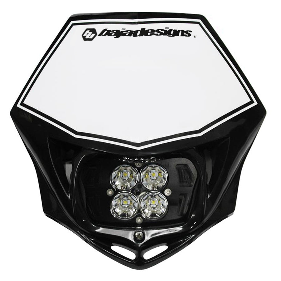 Baja Designs Motorcycle Squadron Pro (D/C) Headlight Kit w/ Shell (Black Shell; Spot; Clear)