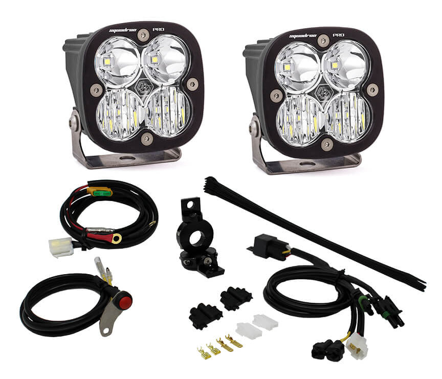 Baja Designs Adventure Bike Squadron Pro Auxiliary Light Kit (Driving Combo; Clear; 1 inch Mount)