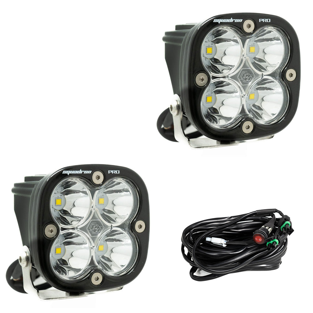Baja Designs Squadron Pro Black LED Light Pod Pair (Spot; Clear)