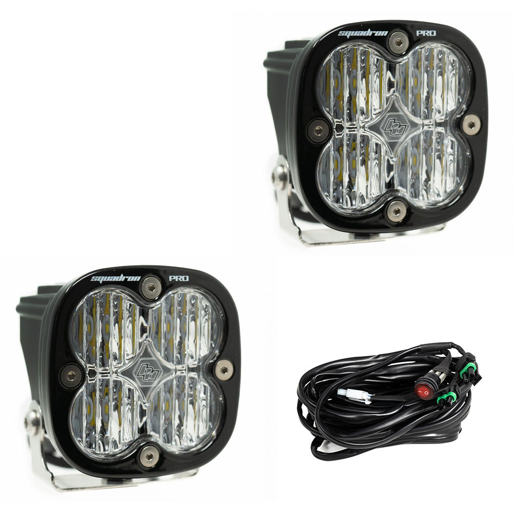 Baja Designs Squadron Pro Black LED Light Pod Pair (Wide Cornering; Clear)