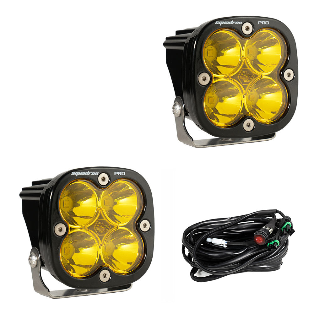Baja Designs Squadron Pro Black LED Light Pod Pair (Spot; Baja Amber)