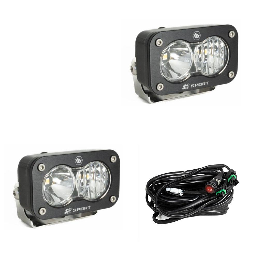 Baja Designs S2 Sport Black LED Light Pod Pair (Driving/Combo; Clear)