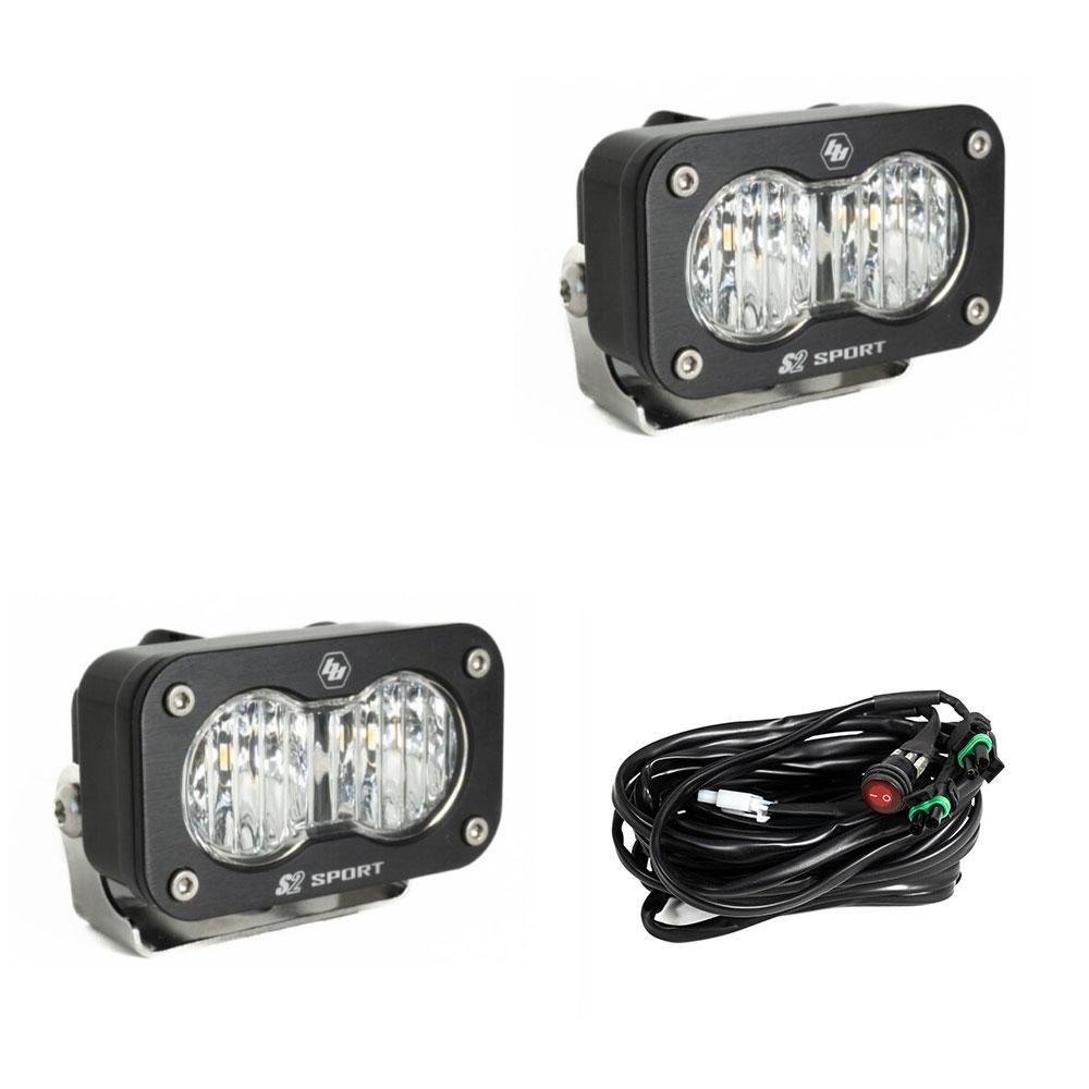 Baja Designs S2 Sport Black LED Light Pod Pair (Wide Cornering; Clear)
