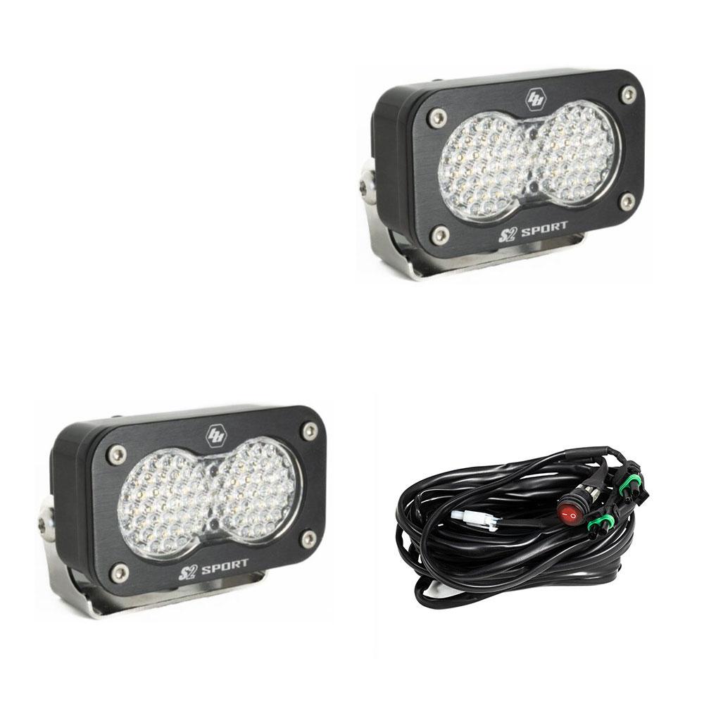 Baja Designs S2 Sport Black LED Light Pod Pair (Work/Scene; Clear)