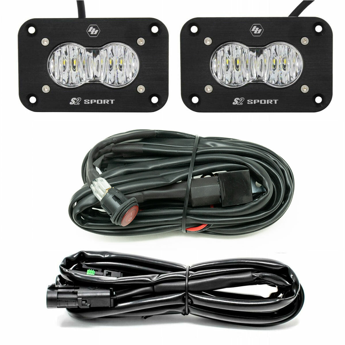 Baja Designs S2 Sport Black Flush Mount LED Light Pod Reverse Kit (Wide Cornering; Clear)