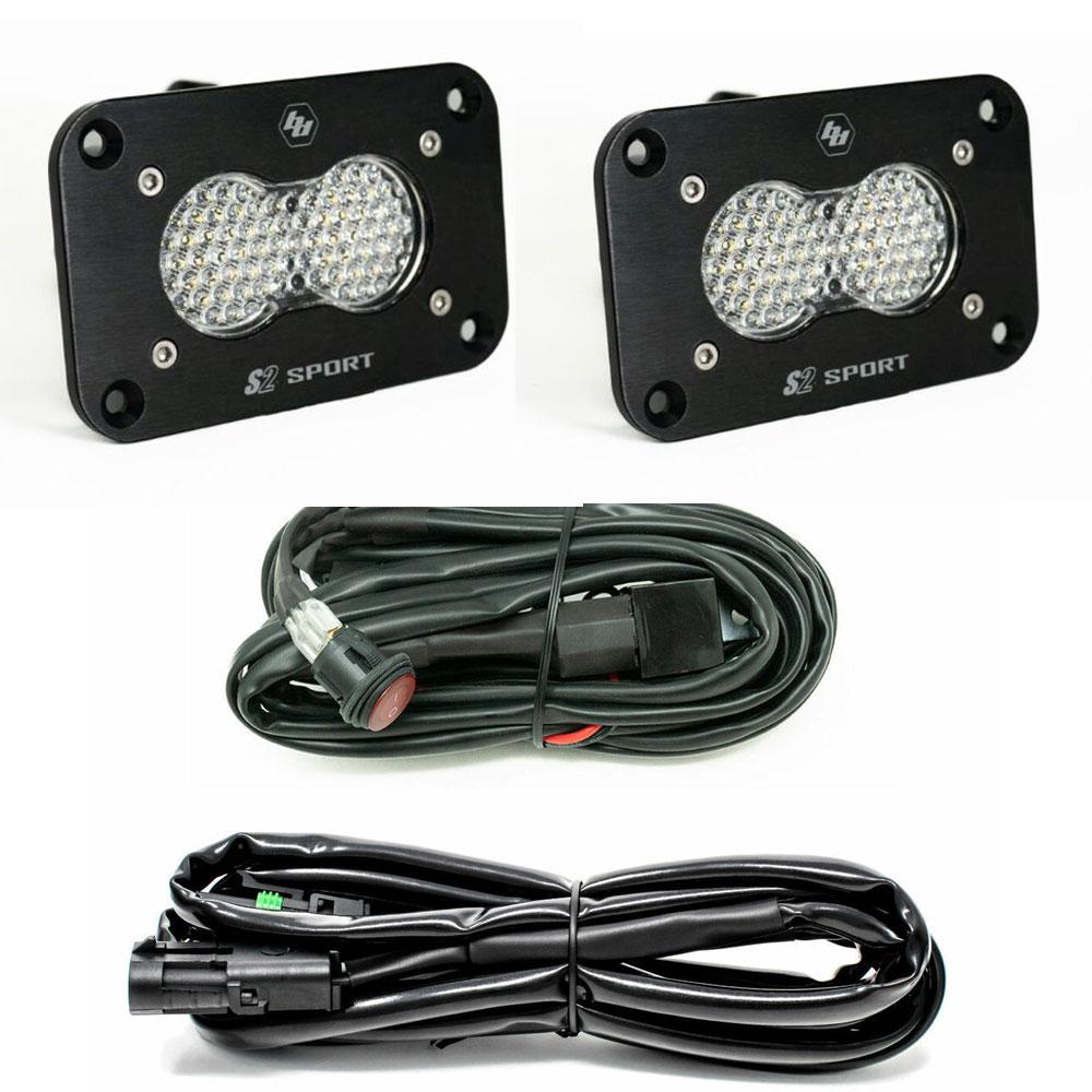 Baja Designs S2 Sport Black Flush Mount LED Light Pod Reverse Kit (Work/Scene; Clear)