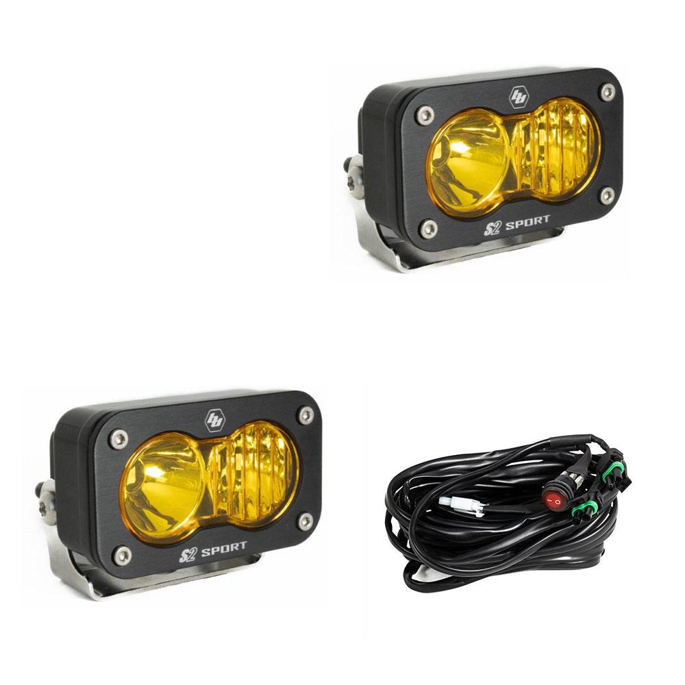 Baja Designs S2 Sport Black LED Light Pod Pair (Driving/Combo; Baja Amber)