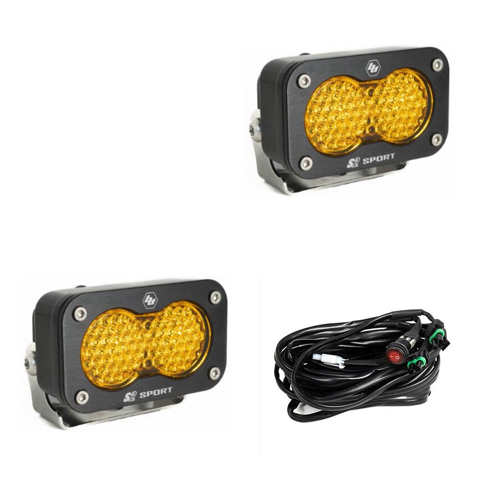 Baja Designs S2 Sport Black LED Light Pod Pair (Work/Scene; Baja Amber)