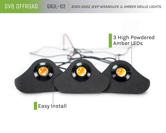 DV8 Offroad Jeep Wrangler JL Amber Grille Lights by DV8 Offroad