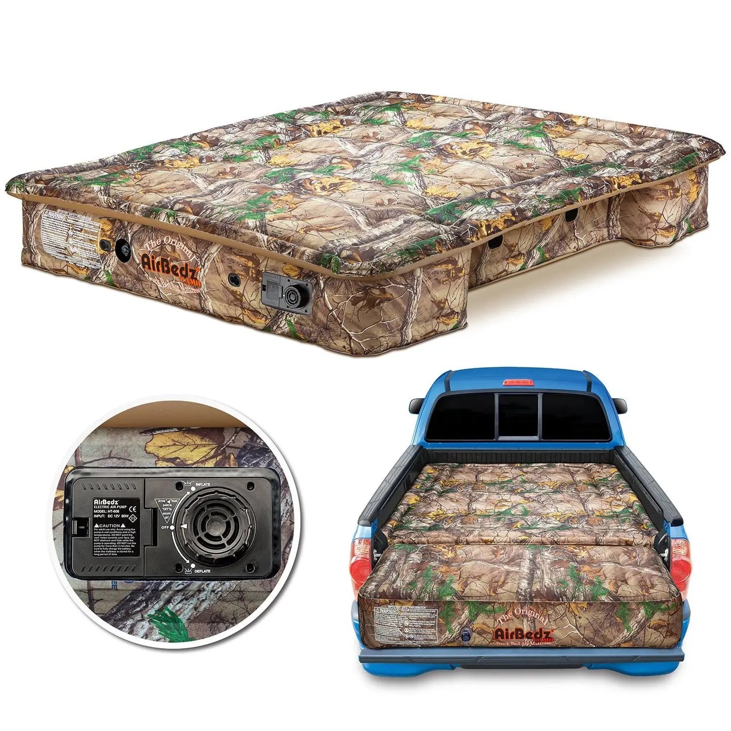 AirBedz CAMO by Pittman Outdoors - PPI 405 Mid Size 5.0'-5.5' Short Bed with Built-in Rechargeable Battery Air Pump - The Original Truck Bed Air Mattress INCLUDES TAILGATE EXTENSION AIR MATTRESS by AirBedz