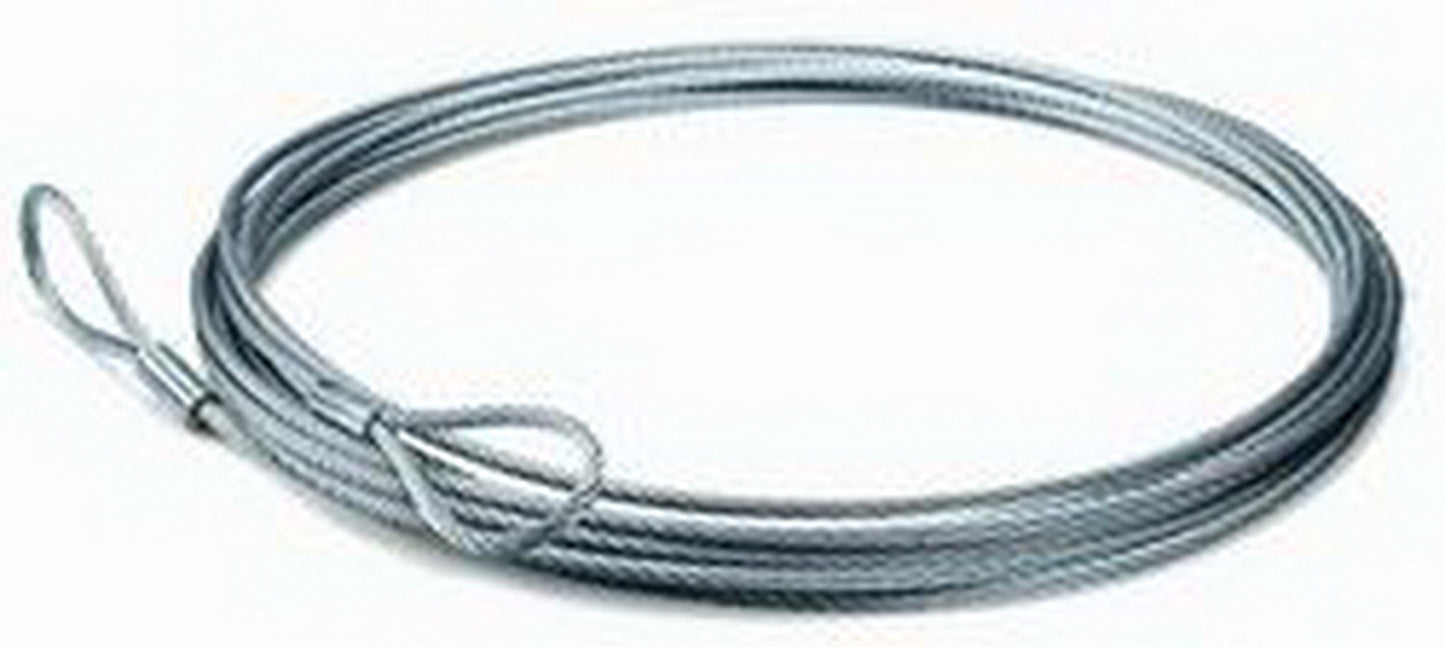 Warn 5/16 Inch Diameter x 50 Foot Length; Galvanized Aircraft Wire; Loop on Both Ends