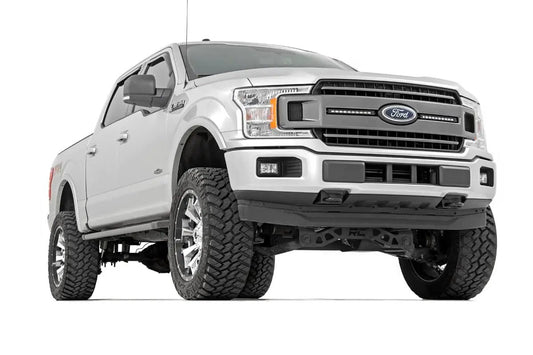 Rough Country LED Light Kit | Grille Mount | 10" Black Slimline Pair | Ford F-150 (18-20) by Rough Country