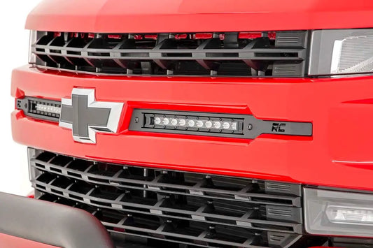 Rough Country LED Light Kit | Grille Mount | 10" Chrome Slimline Pair | Chevy Silverado 1500 (19-22) by Rough Country