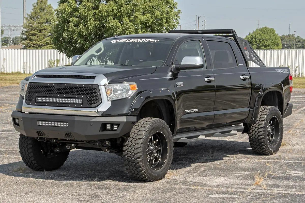 Rough Country Mesh Grille | 30" Dual Row LED | Black | Amber DRL | Toyota Tundra (14-17) by Rough Country