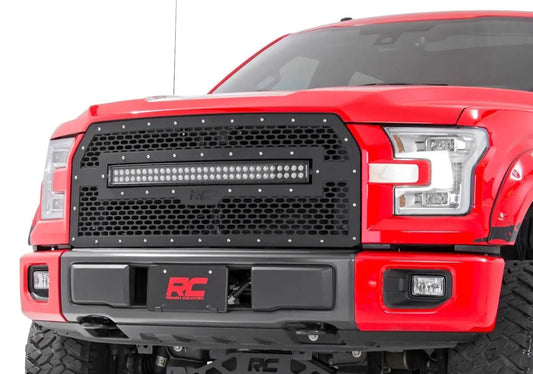 Rough Country Mesh Grille | 30" Dual Row LED | Black Ser | Ford F-150 2WD/4WD (2015-2017) by Rough Country