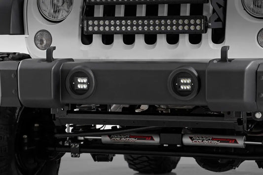 Rough Country LED Light Kit | Fog Mount | 2" Black Pair | Jeep Wrangler JK/Wrangler Unlimited (10-18) by Rough Country