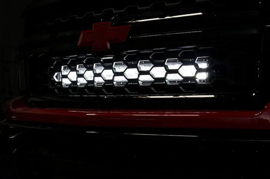 Rough Country LED Light Kit | Behind Grille Mount | 30" Black Dual Row | White DRL | Chevy Silverado 1500 (14-15) by Rough Country