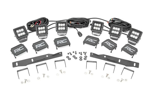 Rough Country LED Light Kit | Fog Mount | Triple 2" Black Pair | Ford Raptor 4WD (17-20) by Rough Country