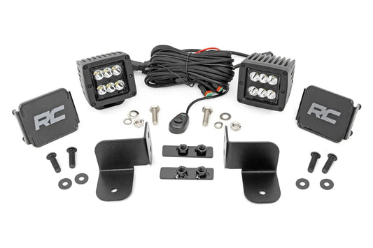 Rough Country LED Light Kit | Rear Mount | 2" Black Pair | Spot | Polaris Ranger XP 1000 by Rough Country