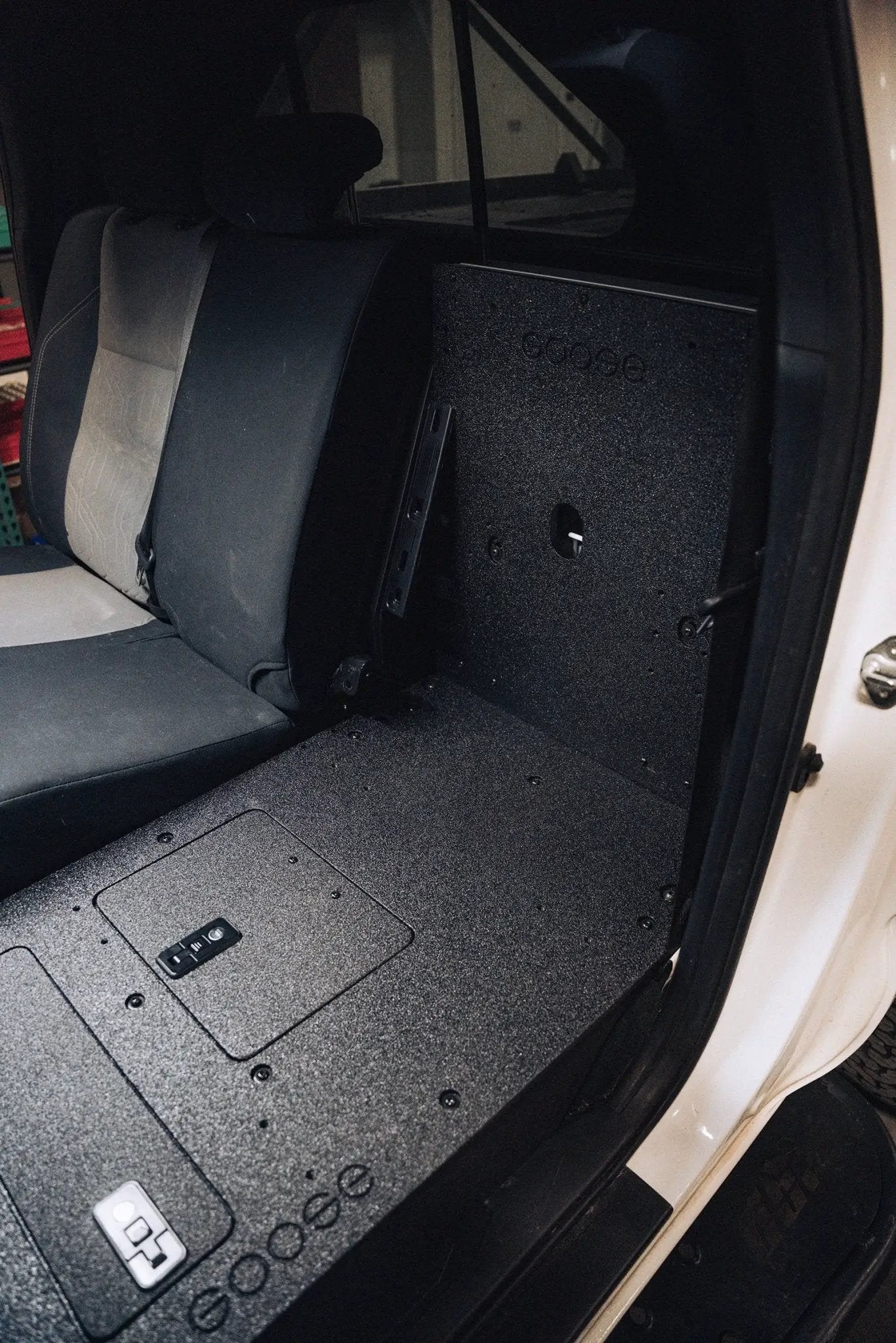 Toyota Tacoma 2005-2023 2nd and 3rd Gen Double Cab Version 2 - Second Row Seat Delete Plate System by Goose Gear