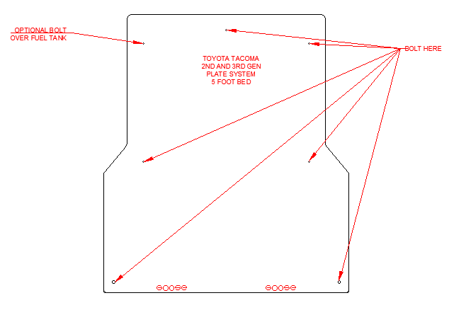 Toyota Tacoma 2005-2023 2nd and 3rd Gen. - Bed Plate System by Goose Gear