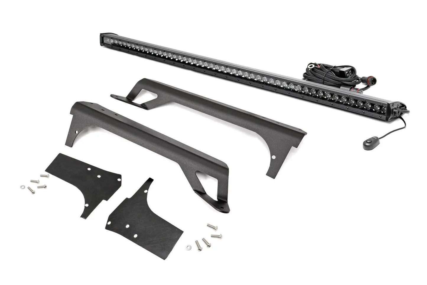 Rough Country LED Light | Windshield Mnt | 50" Black Single Row | White DRL | Jeep Wrangler TJ (97-06) by Rough Country