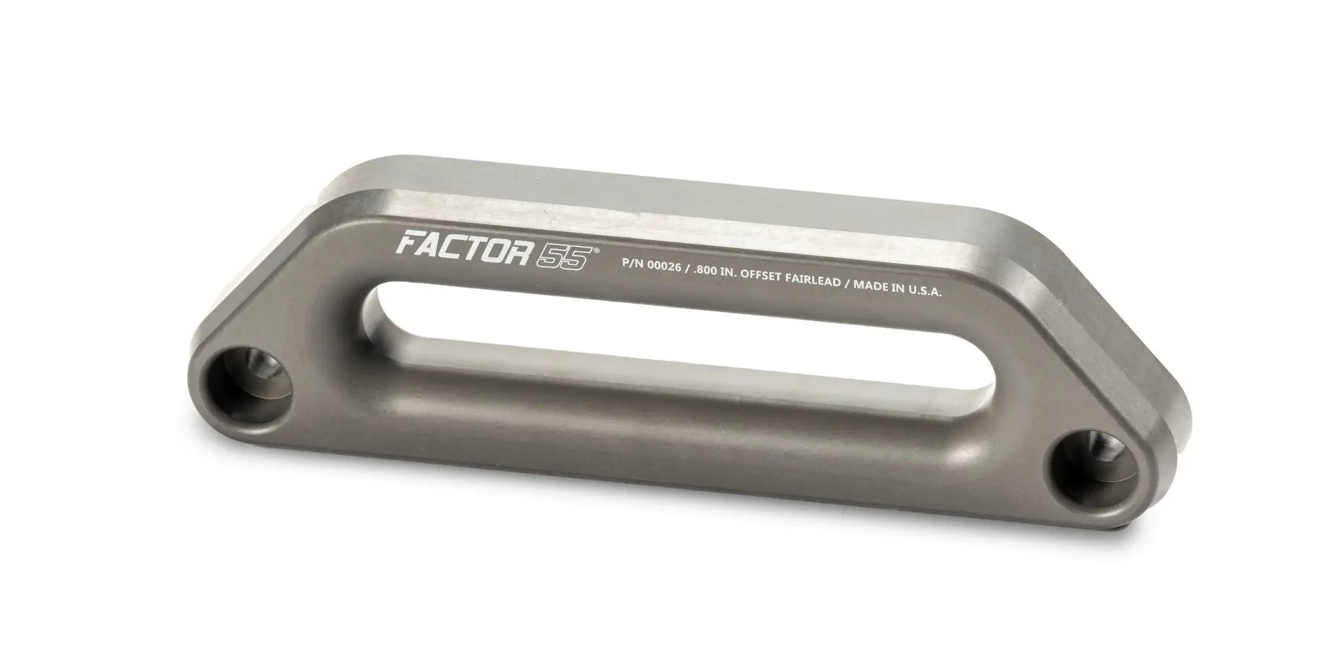Factor 55 The Offset Hawse Fairlead is machined from 1.5 in thick 6000 series aluminum.This results in large outer fillet radius for the synthetic rope to slide against. by Factor 55