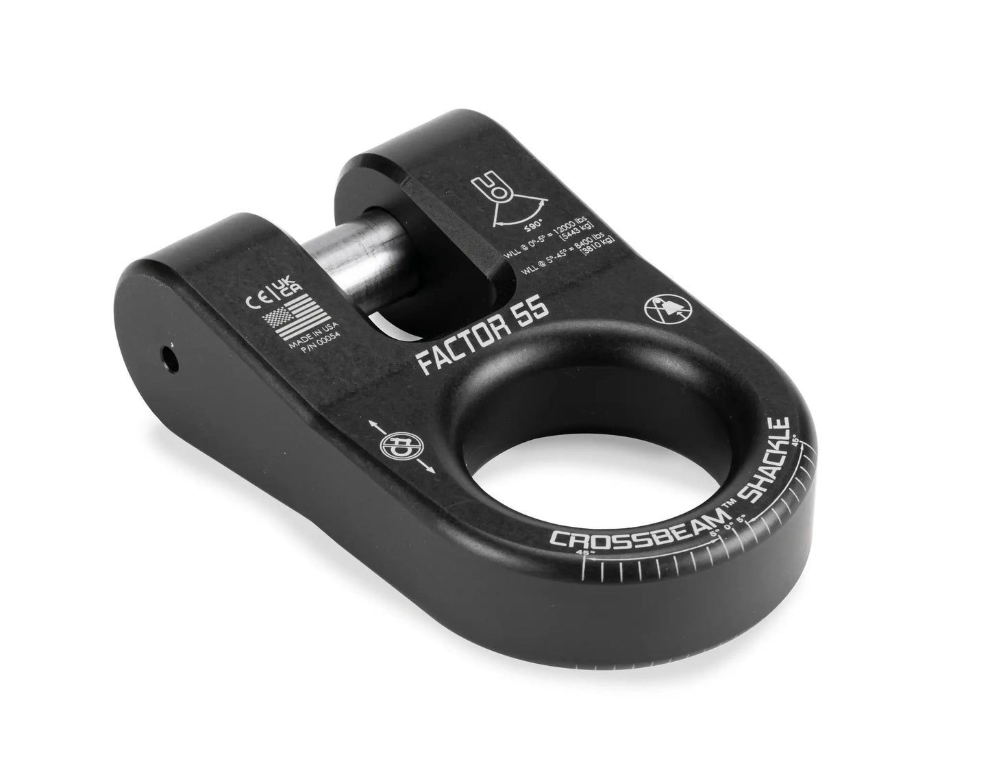 Factor 55 The CrossbeamTM?Shackle is the ultimate recovery point. Heavy duty pin retained by a snap-ring ensures that the legs of the shackle remain secure and resist spreading, offering unmatched stability during recovery operations by Factor 55