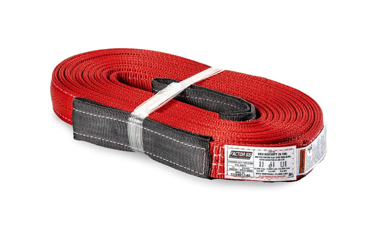 Factor 55 The Standard Duty Tow Strap features a low stretch 100% polyester material. Individually serialized for material lot traceability as well as properly labeled for different load configurations. by Factor 55
