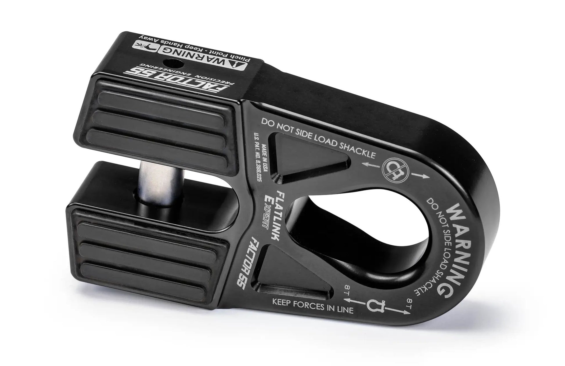 Factor 55 The FlatLink E folding shackle mount for recovery winches that eliminates the conventional winch hook and provides a versatile shackle mounting opening by Factor 55