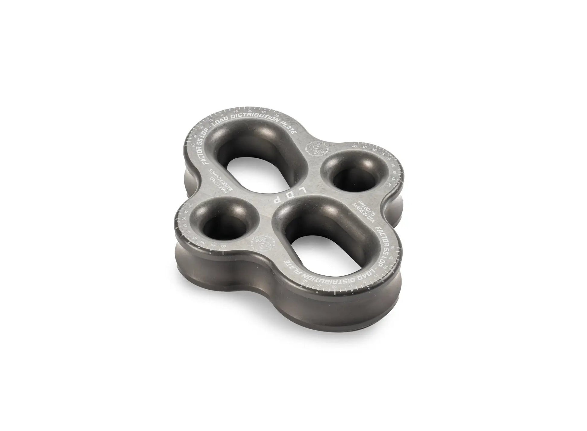 Factor 55 The Load Distribution Plate, LDP is a rigging plate designed for distribution of multiple loads and directions. Self-aligning shackle pin holes fit common ? shackles. Pear shaped holes permit ? and 7/8 shackle bodies to pass through. by Factor 55