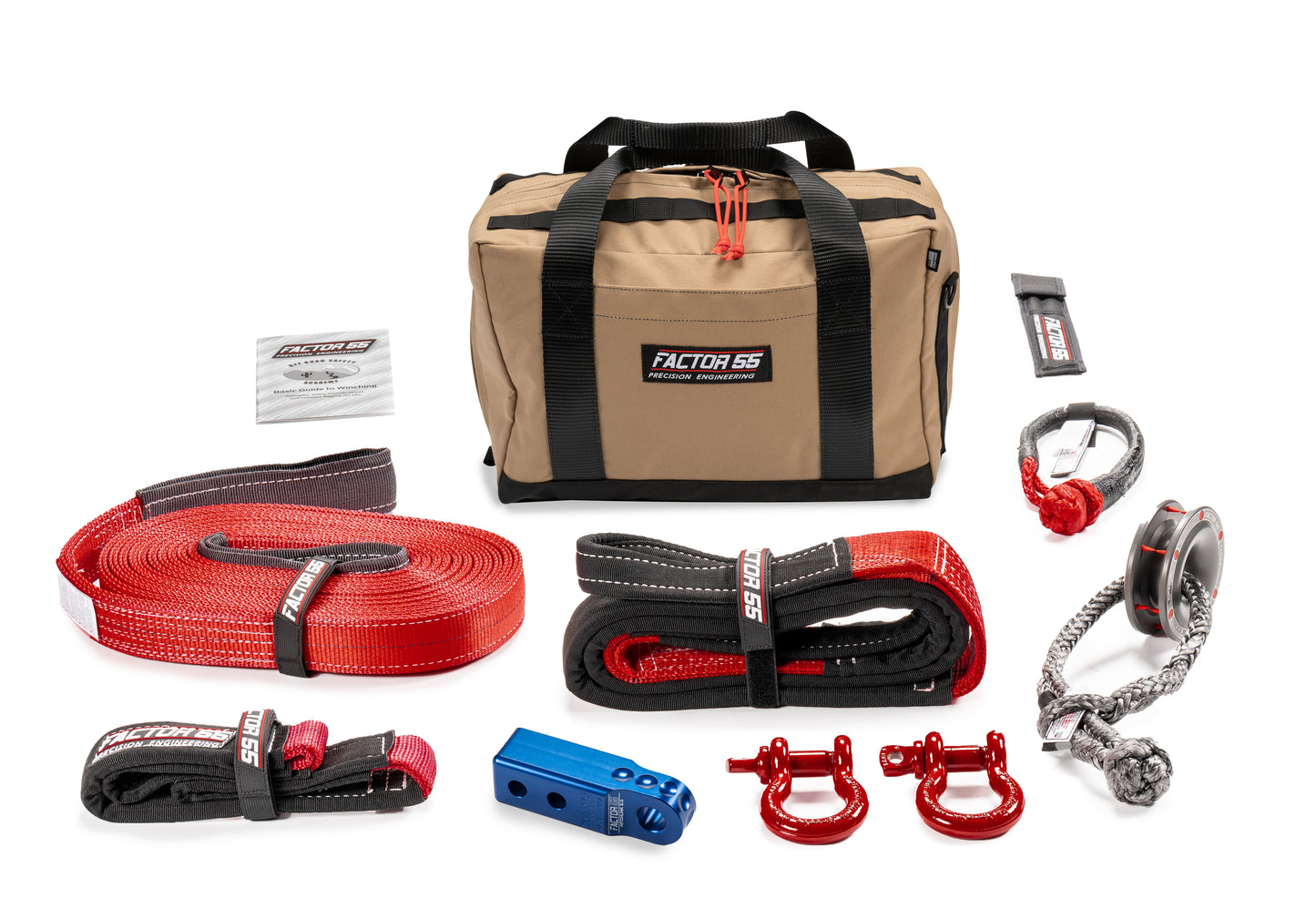 Factor 55 Sawtooth Vehicle Recovery Kit ? This is our medium size kit for winch recovery and towing  operations with blue HitchLink 2.0 and Medium Bag
