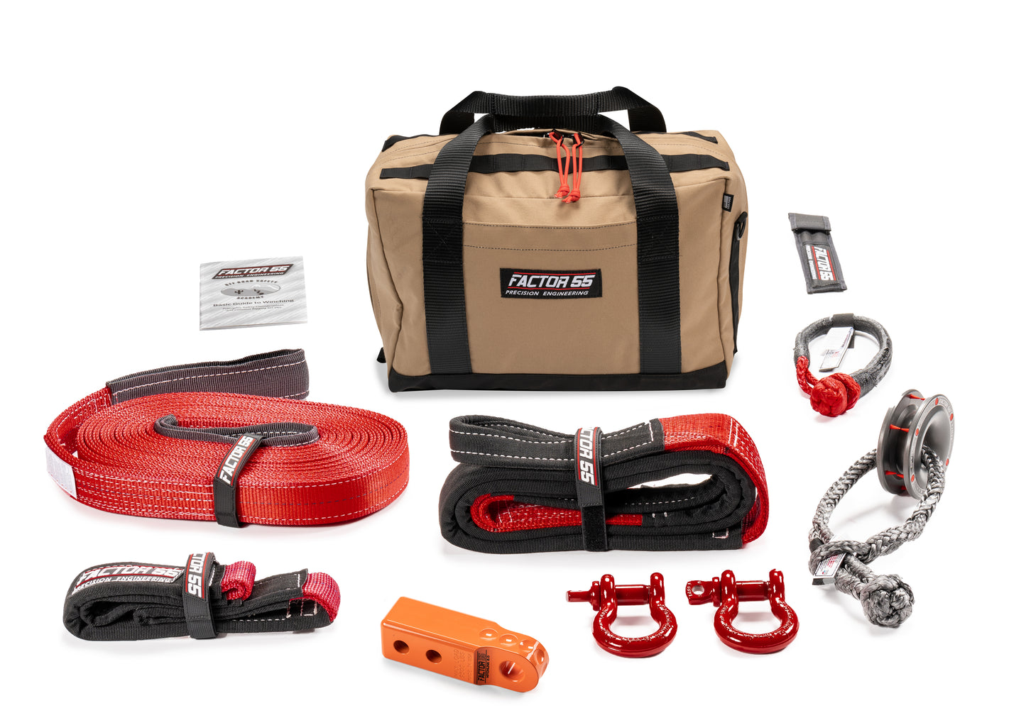 Factor 55 Sawtooth Vehicle Recovery Kit ? This is our medium size kit for winch recovery and towing  operations with orange HitchLink 2.0 and Medium Bag