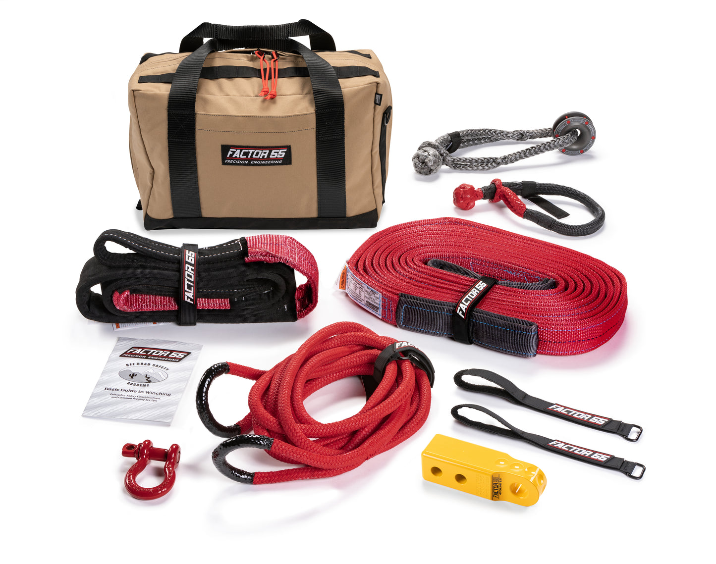 Factor 55 The Hemingway recovery gear kit is our largest and most full-featured UTV-specific kit. It has everything needed for UTV recovery all in one package with a yellow HitchLink 2.0 and Medium Bag