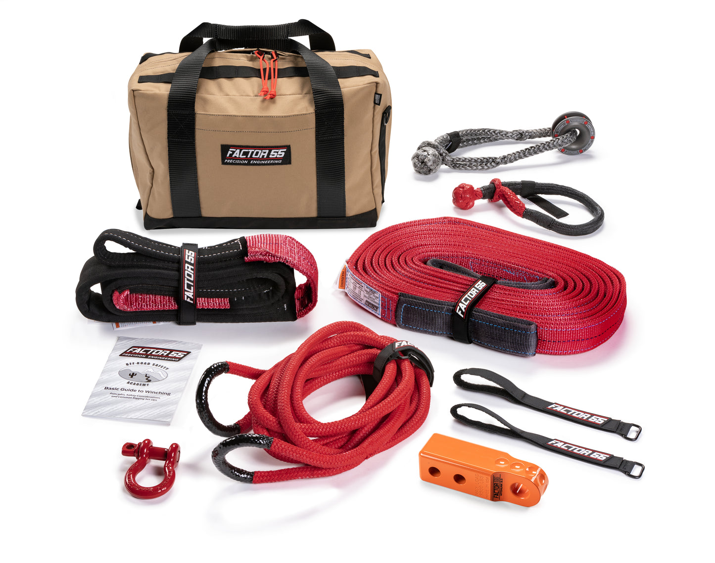 Factor 55 The Hemingway recovery gear kit is our largest and most full-featured UTV-specific kit. It has everything needed for UTV recovery all in one package with a orange HitchLink 2.0 and Medium Bag